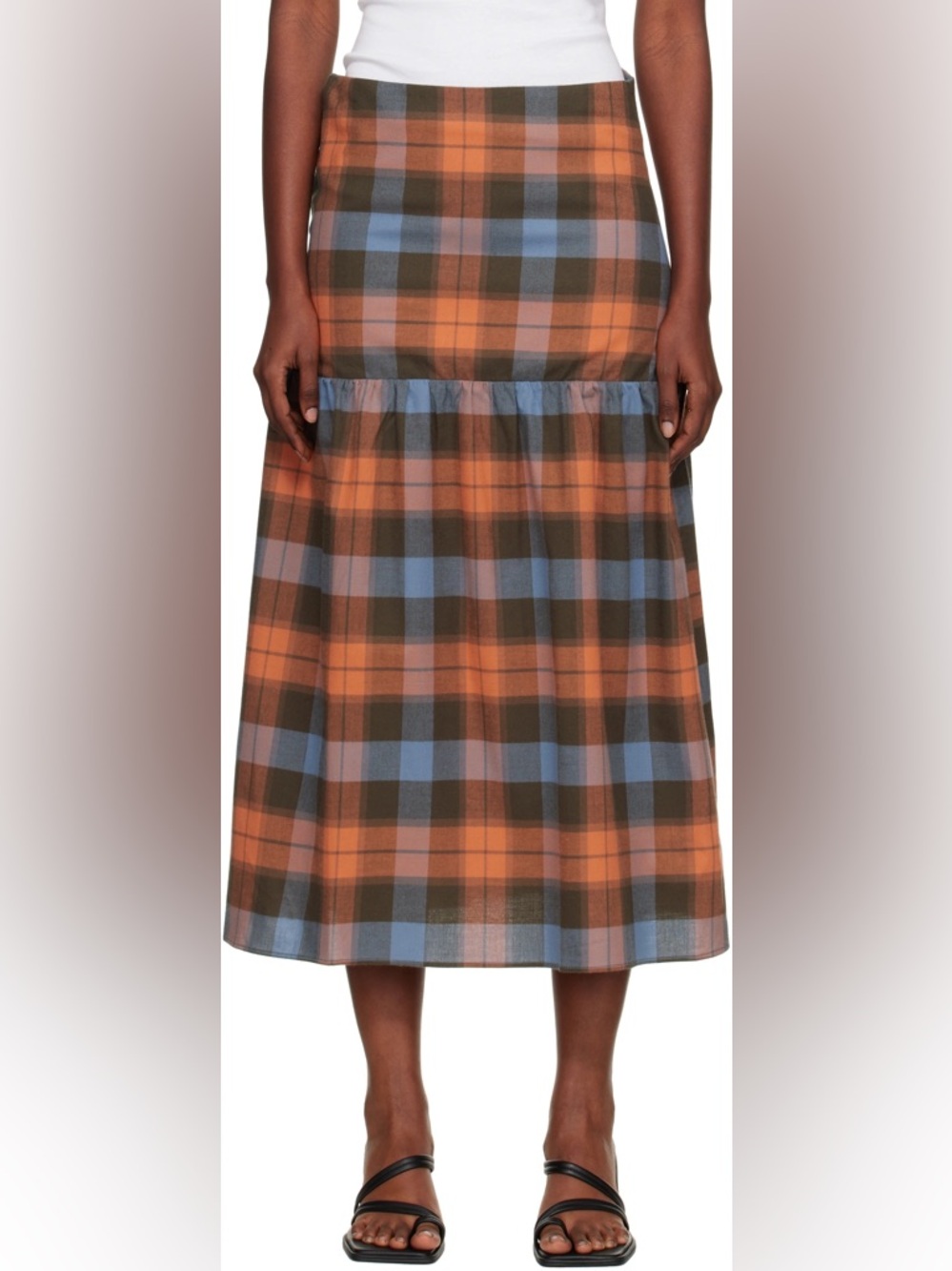 Baserange Orange & Blue Garlin Maxi Skirt - Size Medium